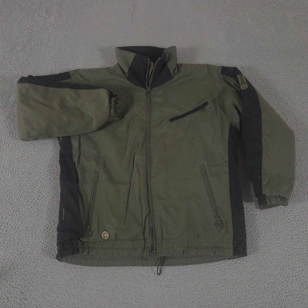 VINTAGE Columbia Jacket Mens L Green Black Fleece Lined Insulated Colorblock 90s